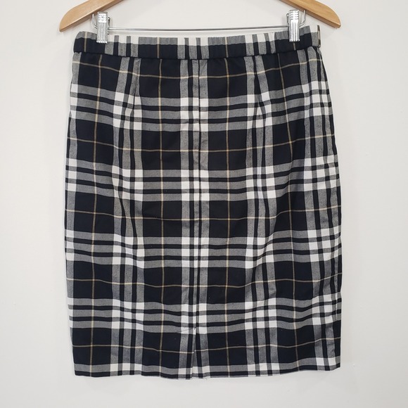 Vintage Y2K Plaid Pencil Skirt Womens Size 10 Black White Classic Office Preppy - Picture 2 of 7